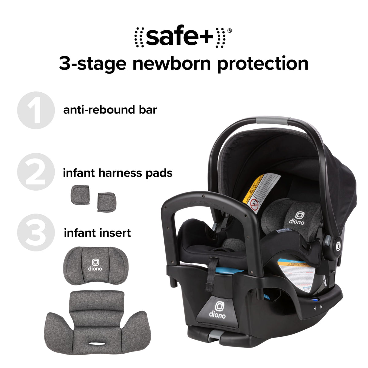 Infant Car Seat and Base, Rear-Facing 4-30lbs, Black A880