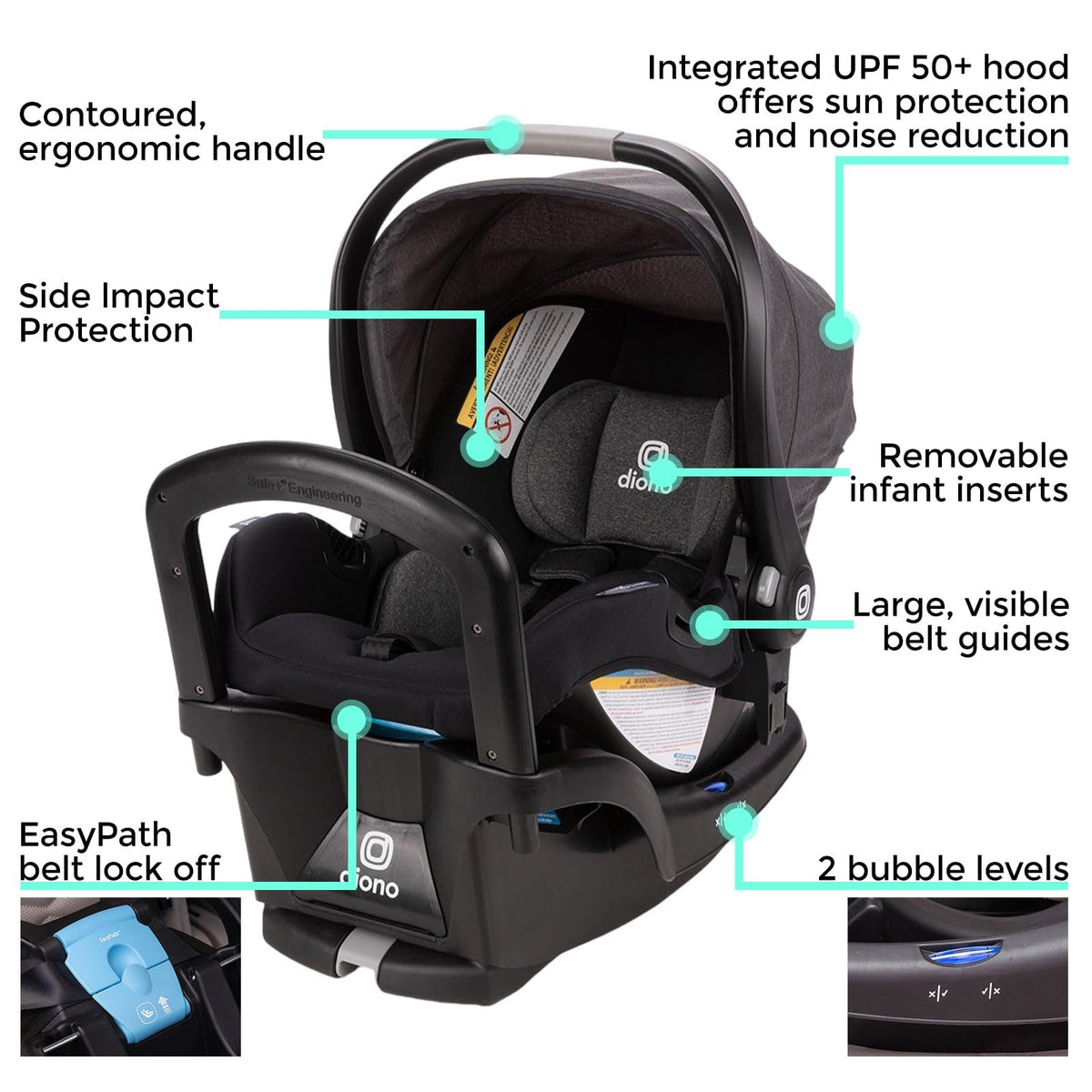 Infant Car Seat and Base, Rear-Facing 4-30lbs, Black A880