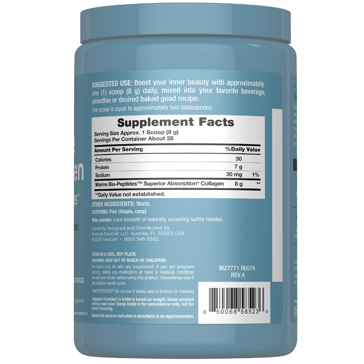 Marine Collagen Peptides Powder 8 oz Unflavored E304685