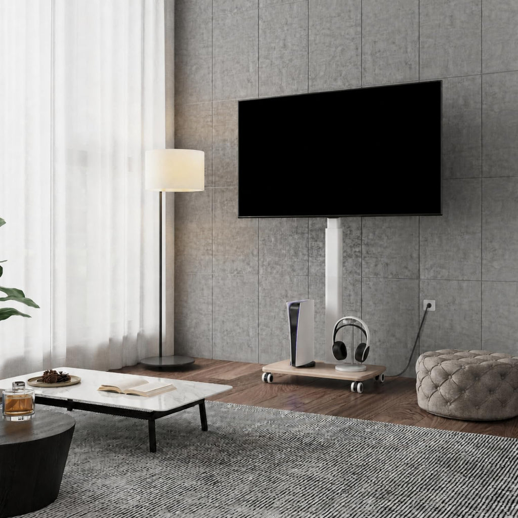 White Rolling TV Stand for 32-75 Inch TVs C3362