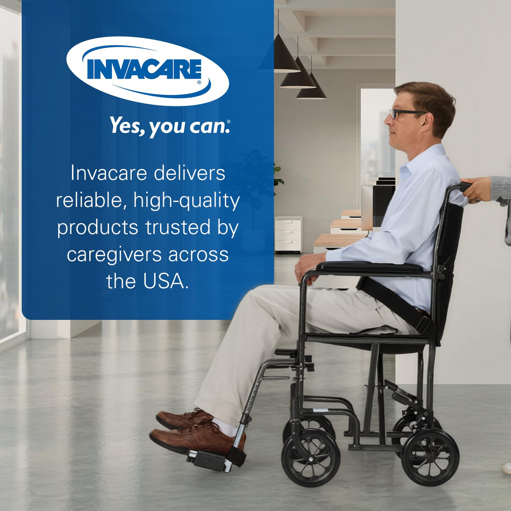 Compact Lightweight Steel Transport Wheelchair with 19in Seat Q5161