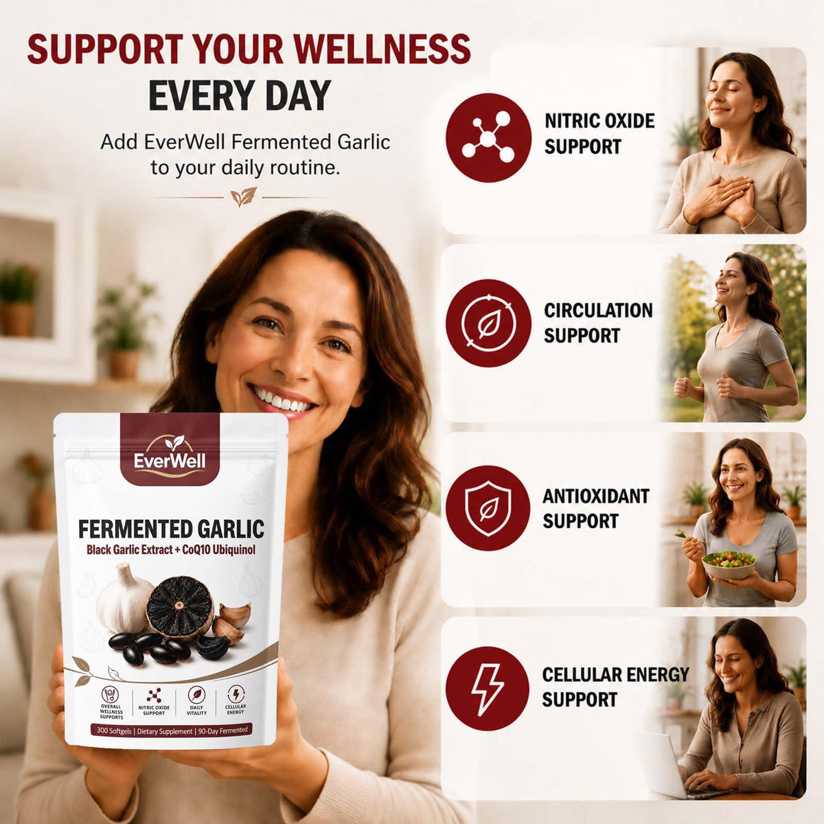 Black Fermented Black Garlic CoQ10 Ubiquinol Softgels P623376