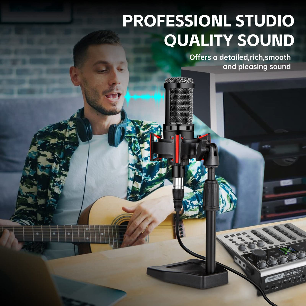 XLR Cardioid Condenser Podcast Microphone with Desktop Stand A843252