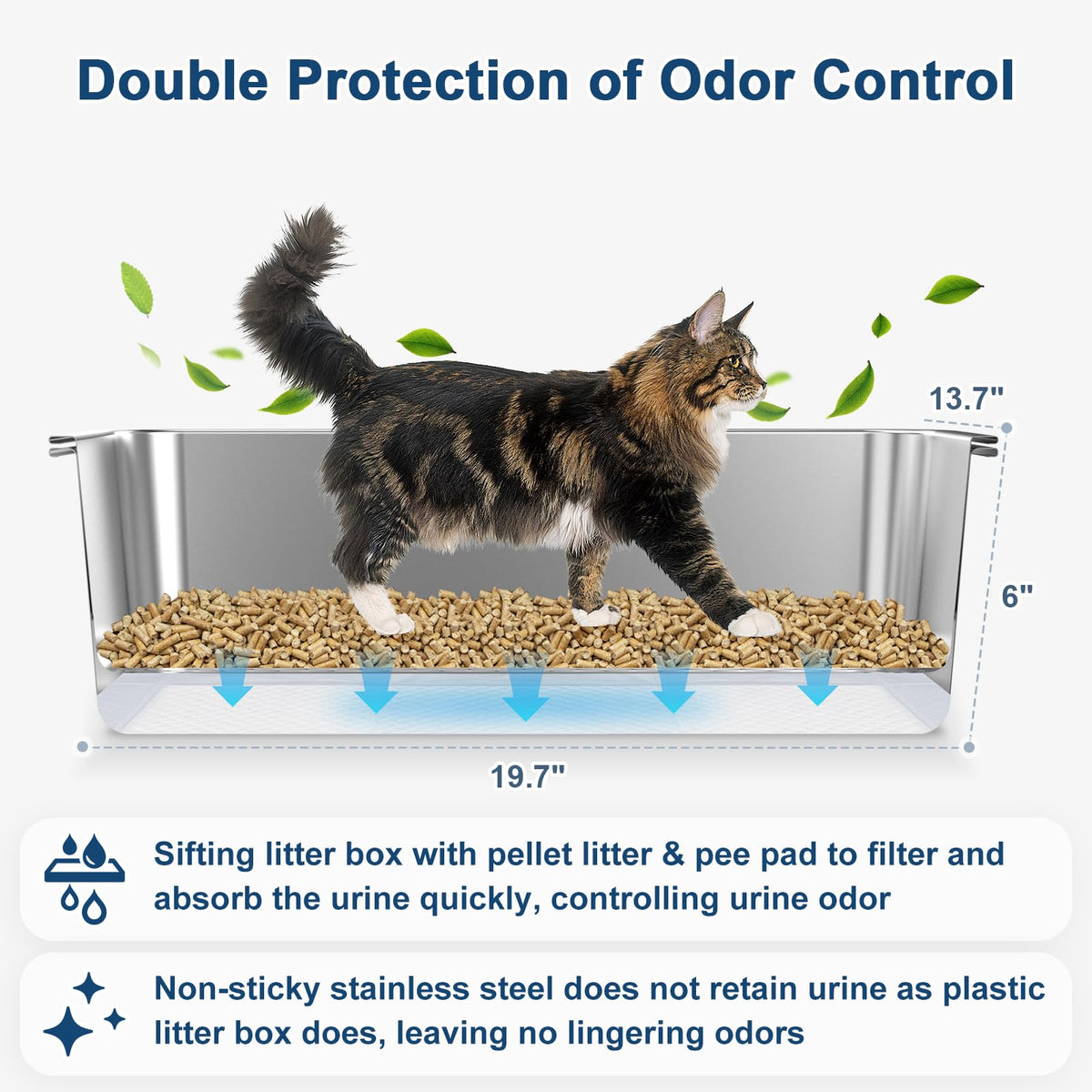 L Stainless Steel Sifting Litter Box K3253