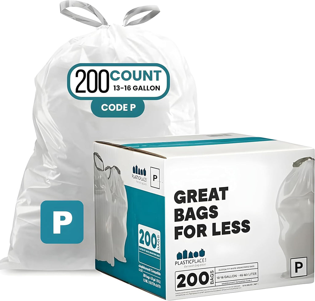 White Drawstring Trash Bags 13-16 Gallon 200 Count L658