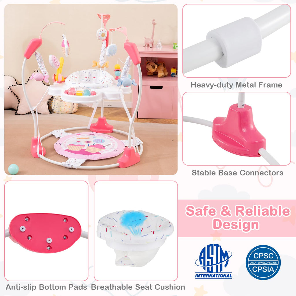 Pink Baby Bouncer Activity Center with Music Lights and Sounds P902237