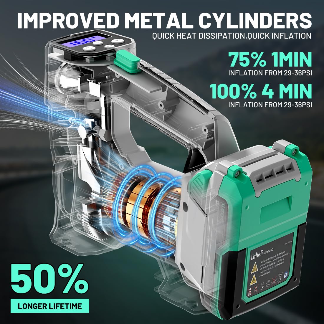 20V Cordless Tire Inflator Air Compressor with Digital Pressure Gauge T677313