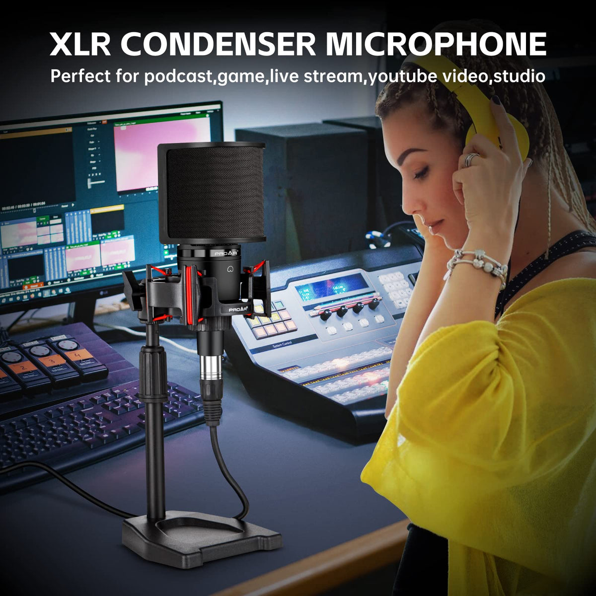 XLR Cardioid Condenser Podcast Microphone with Desktop Stand A843252