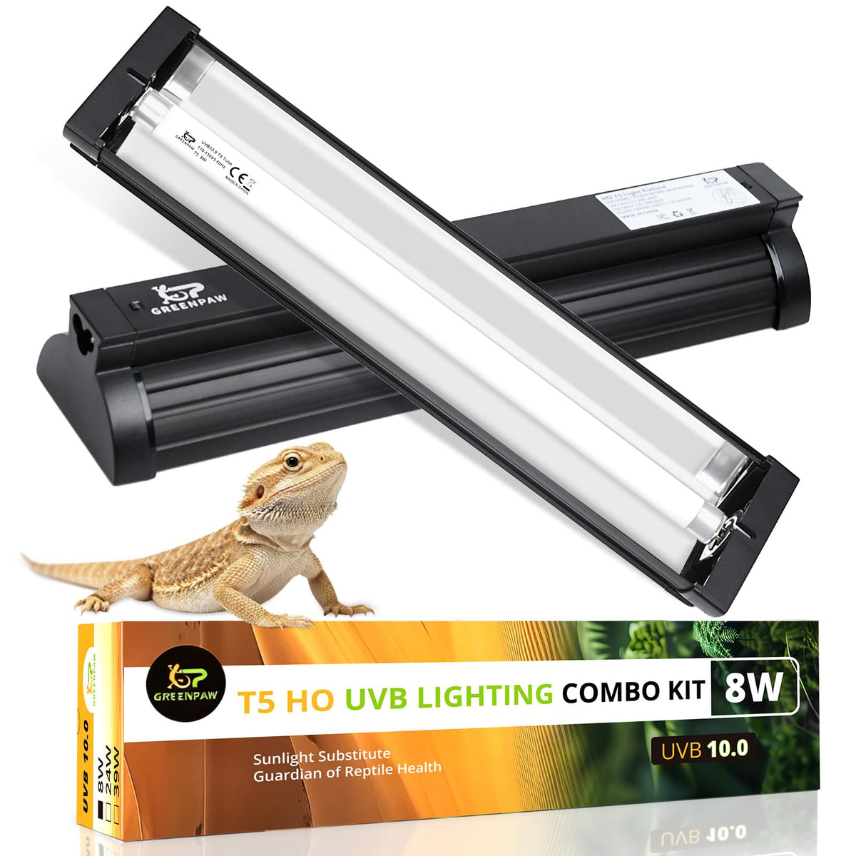 8W 10.0 UVB Reptile Light Fixture Combo Kit with Terrarium Hood X81769