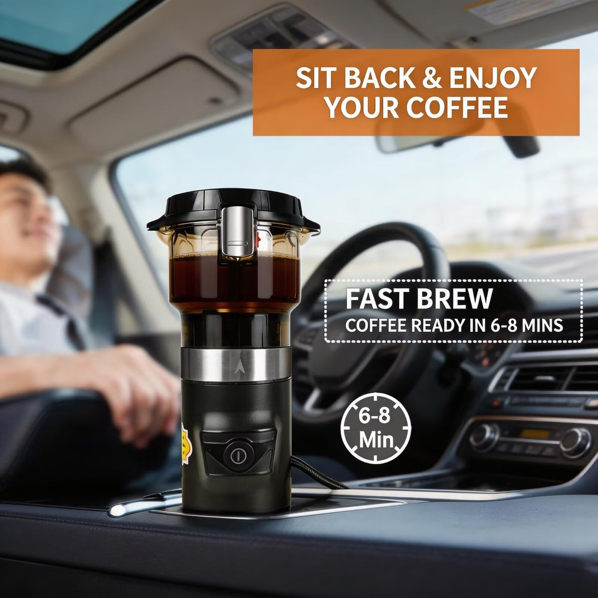 12V Portable Single Serve Car Coffee Maker with Reusable Filter W714