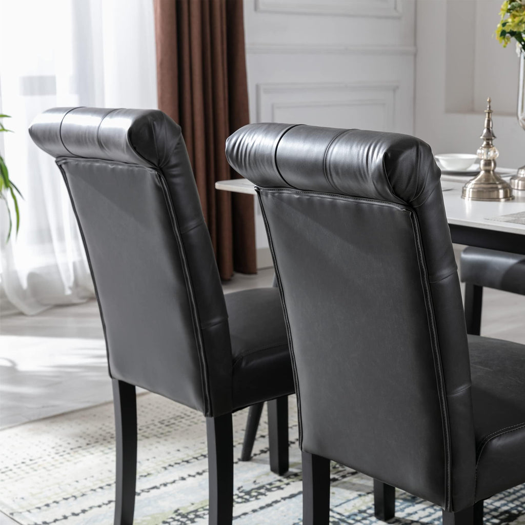 Black Set of 4 PU Leather Tufted Dining Chairs Y63720