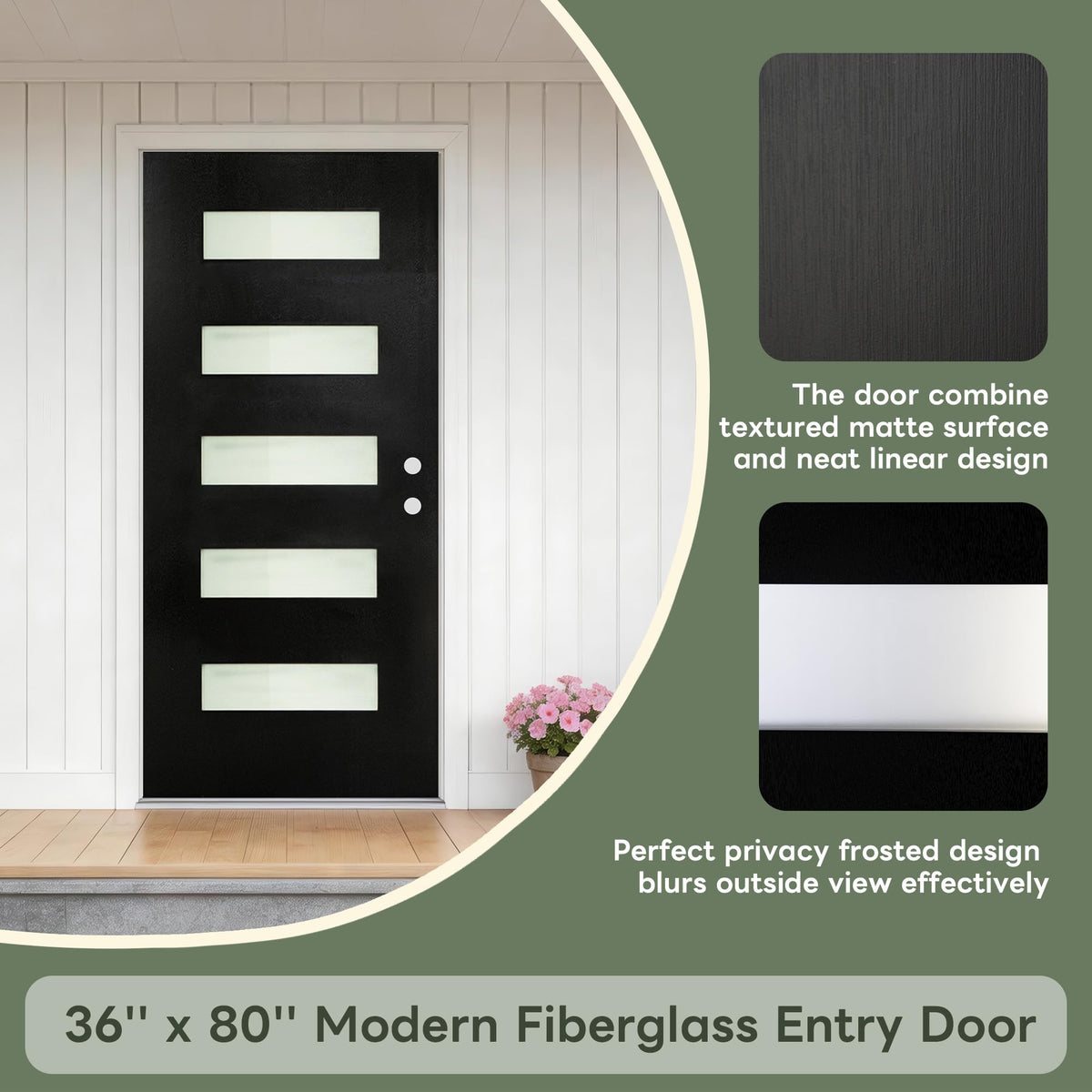 36" x 80" Left Hand Inswing Exterior Door with White Frame W779