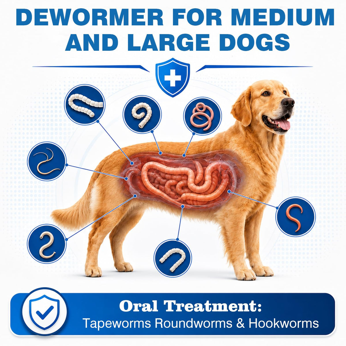 Dog Tapeworm Roundworm & Hookworm Oral Treatment Tablets A727