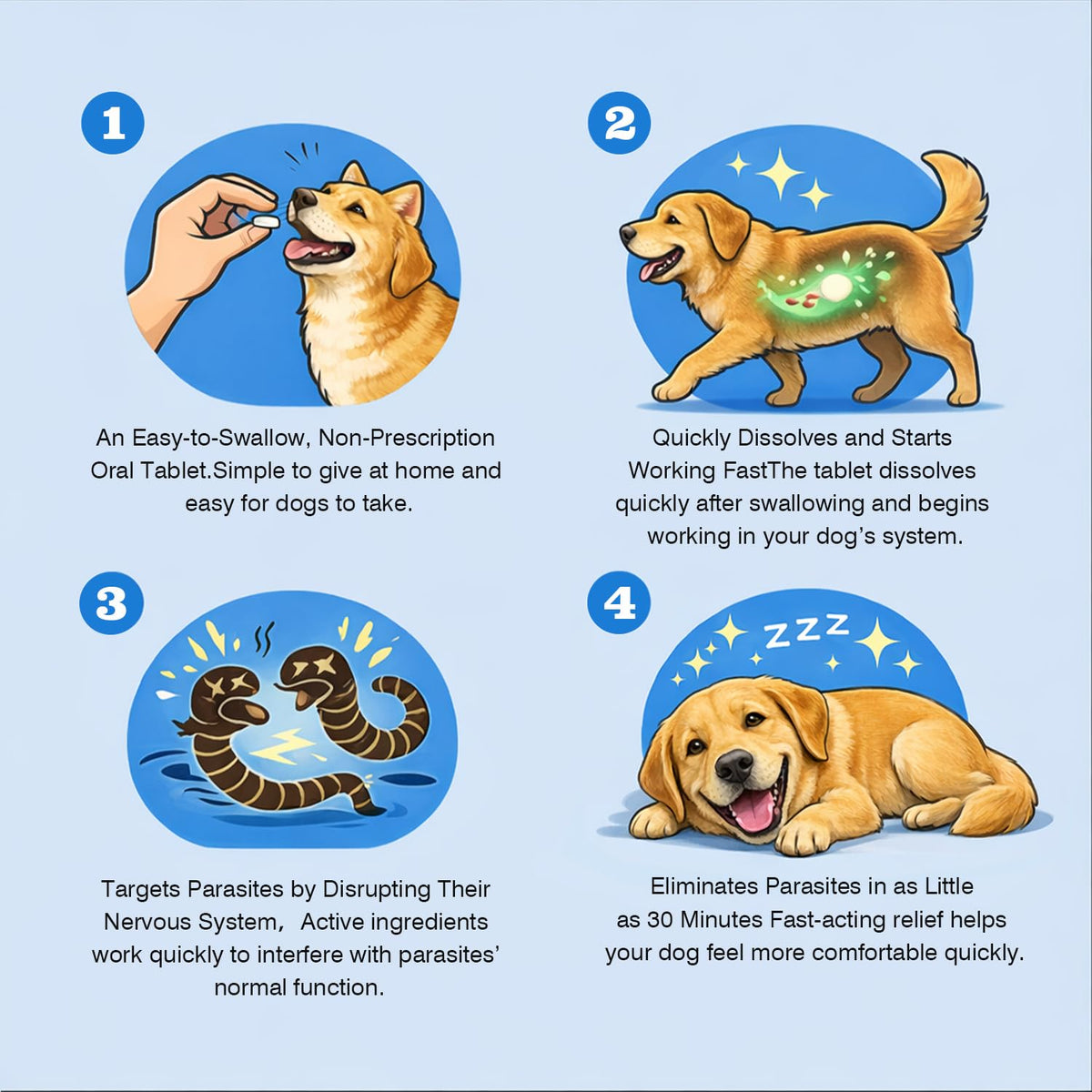 Dog Tapeworm Roundworm & Hookworm Oral Treatment Tablets A727