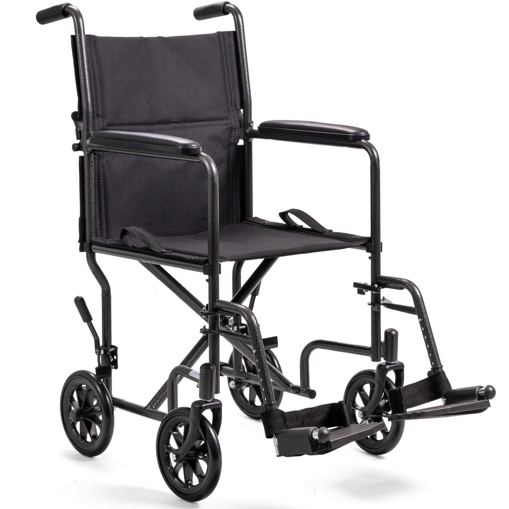 Compact Lightweight Steel Transport Wheelchair with 19in Seat Q5161