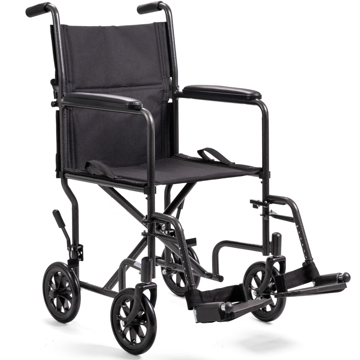 Compact Lightweight Steel Transport Wheelchair with 19in Seat Q5161