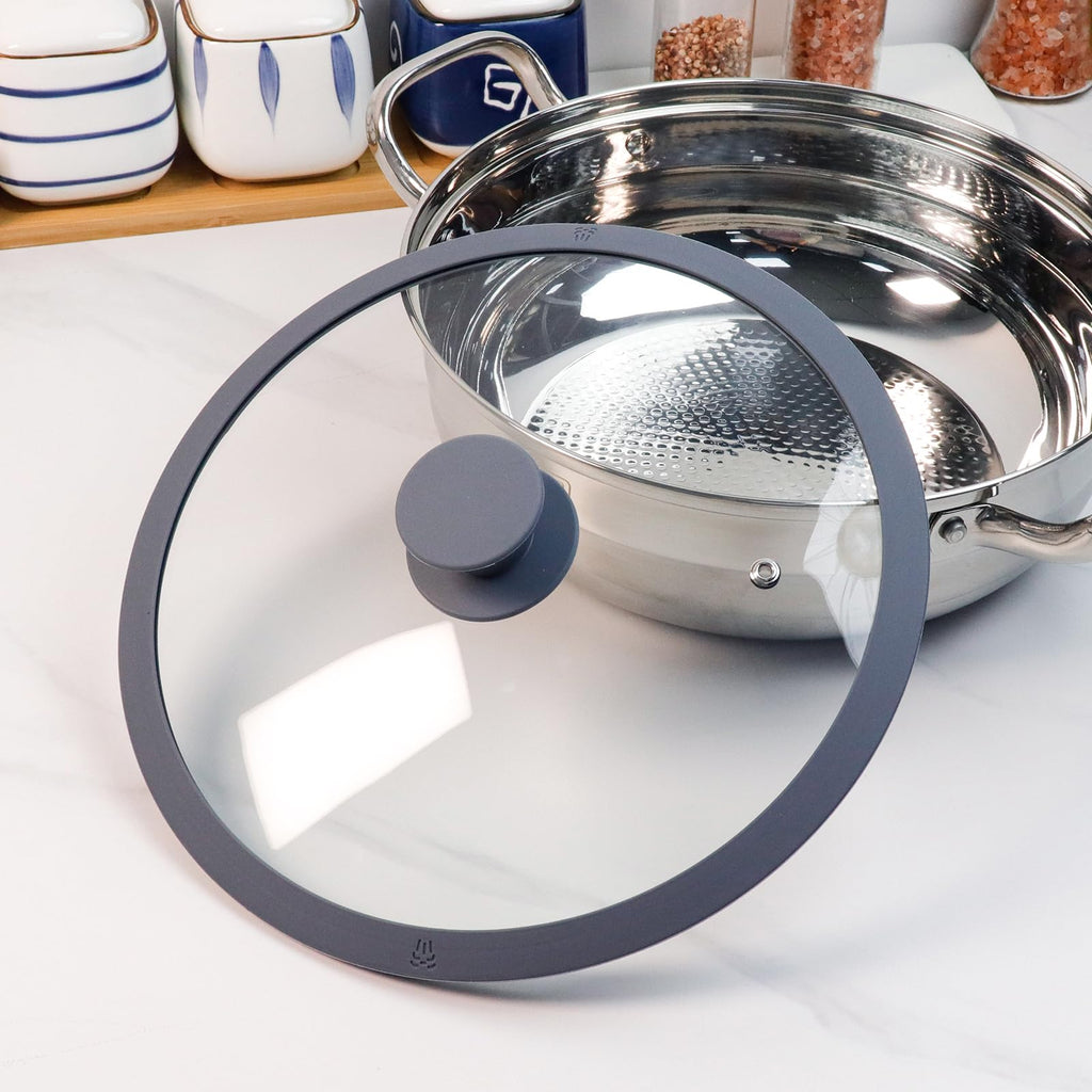 10.5" Round Tempered Glass Lid with Silicone Rim M4642