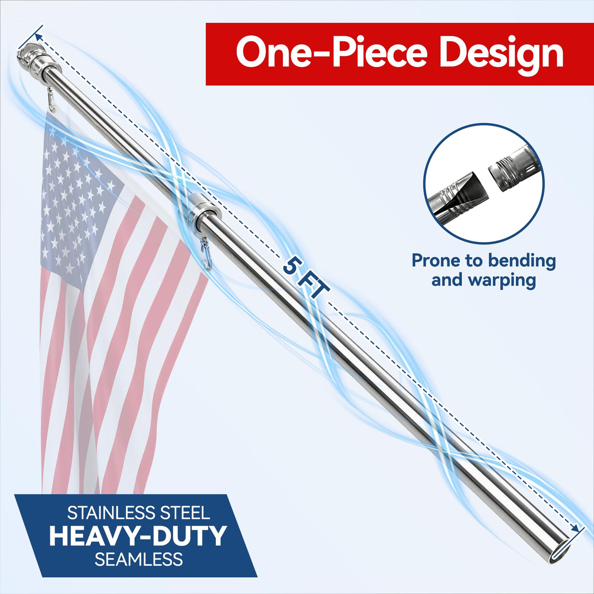 5FT One Piece Flag Pole V403