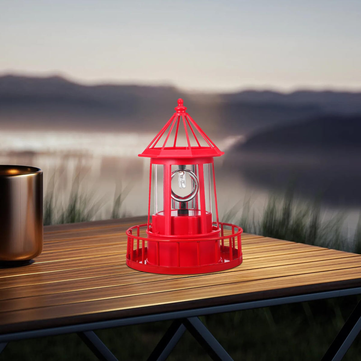 Solar Powered Rotating Lighthouse Figurine I6830
