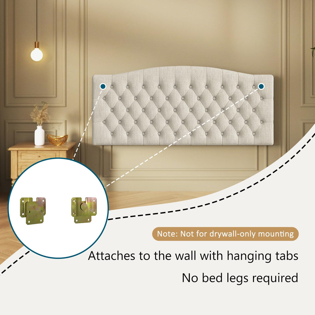 Linen Queen Size Upholstered Headboard A2588