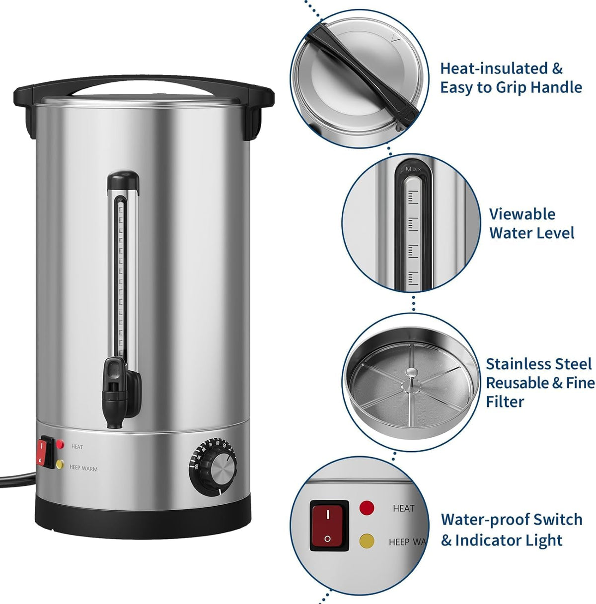 70 Cup Stainless Steel Commercial Coffee Urn K47460