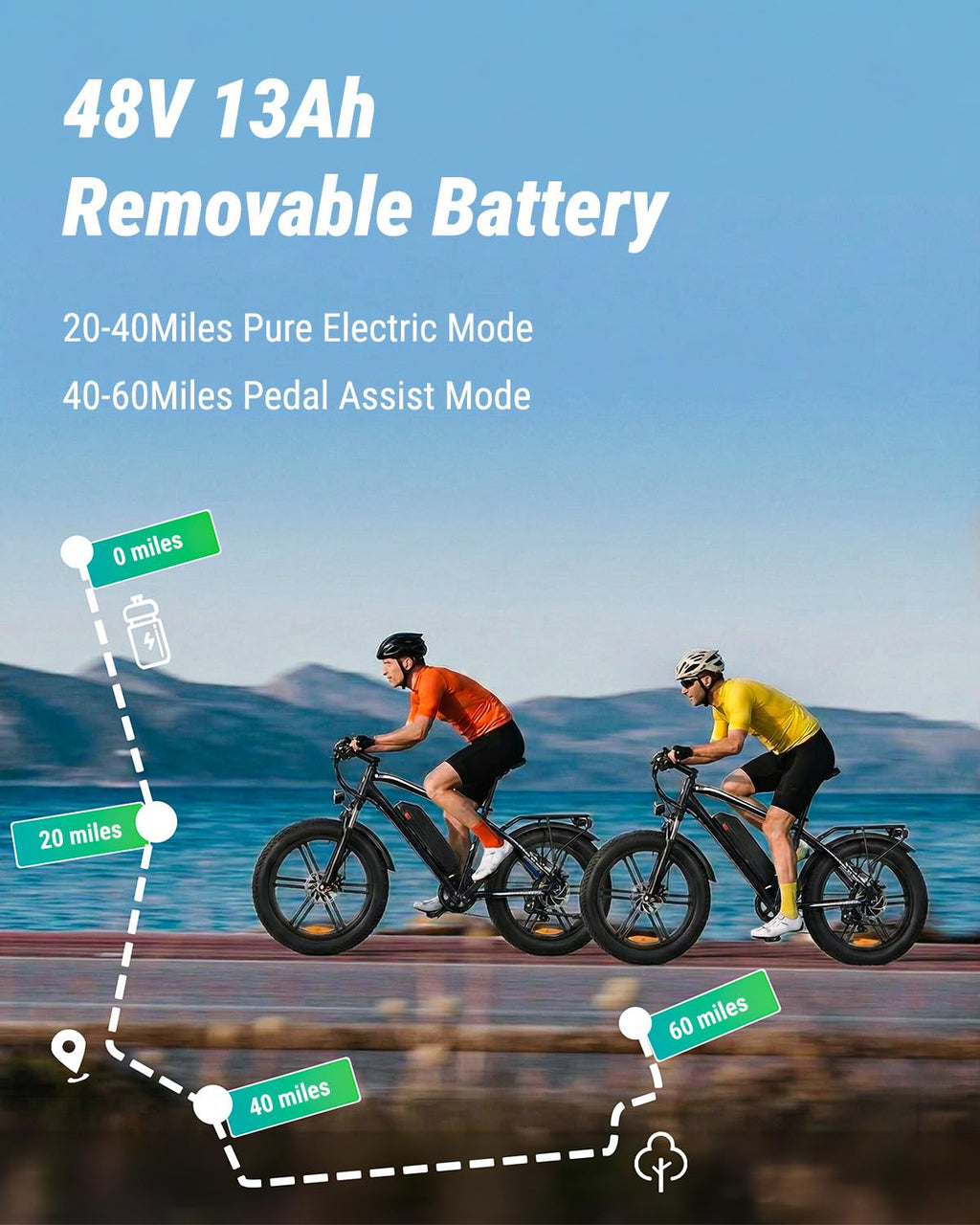 1000W Peak Electric Mountain Bike 48V 13Ah B1795