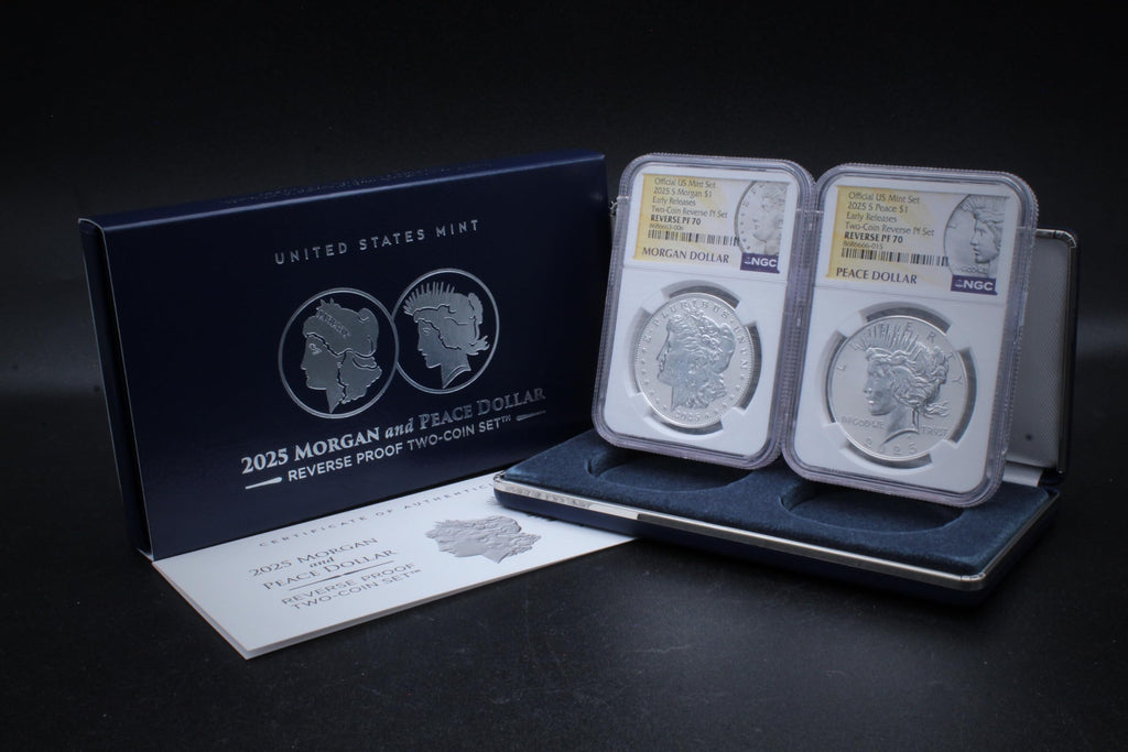 Set of 2 American Silver Morgan and Peace Dollar S4202