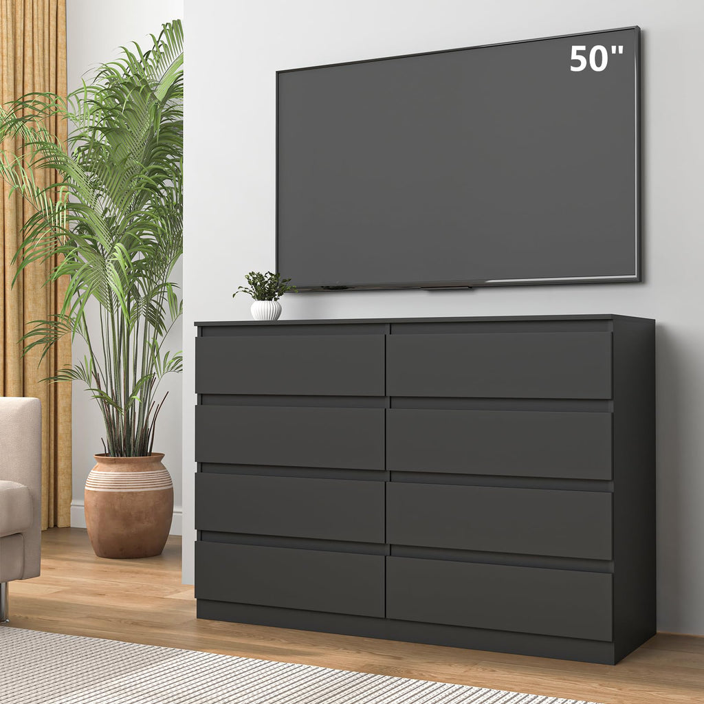 Black 8 Drawer Double Dresser L673756