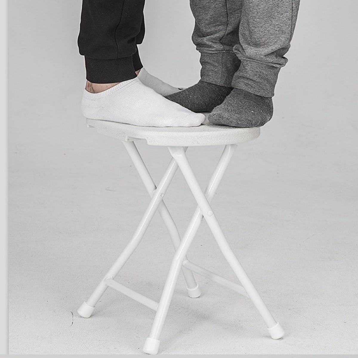 18 inch Portable Folding Plastic Stool with Steel Frame H913