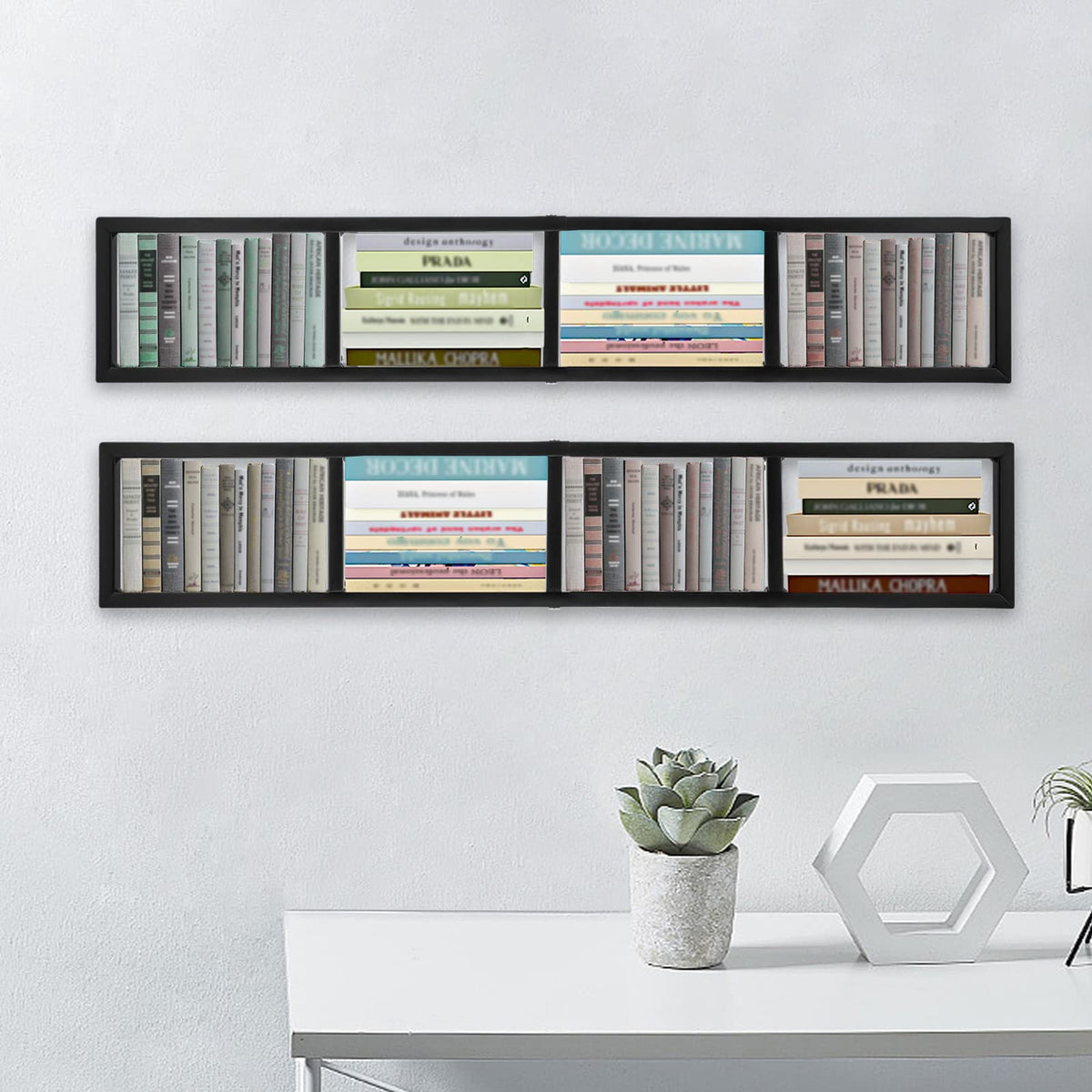 Black 2 Pack Wall Mount CD DVD Storage Shelf Y527