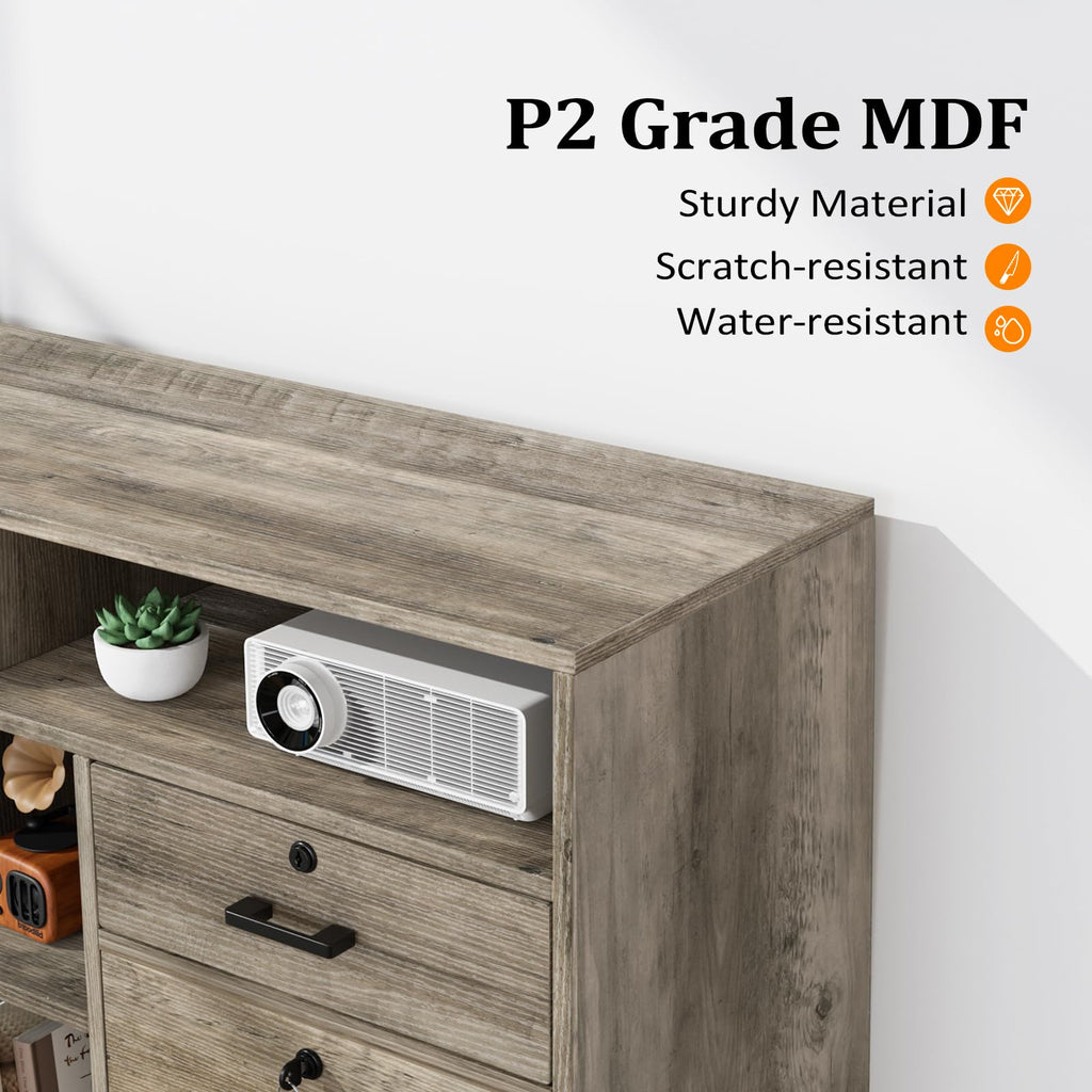 Rustic Grey 4 Drawer File Cabinet with Lock U171403