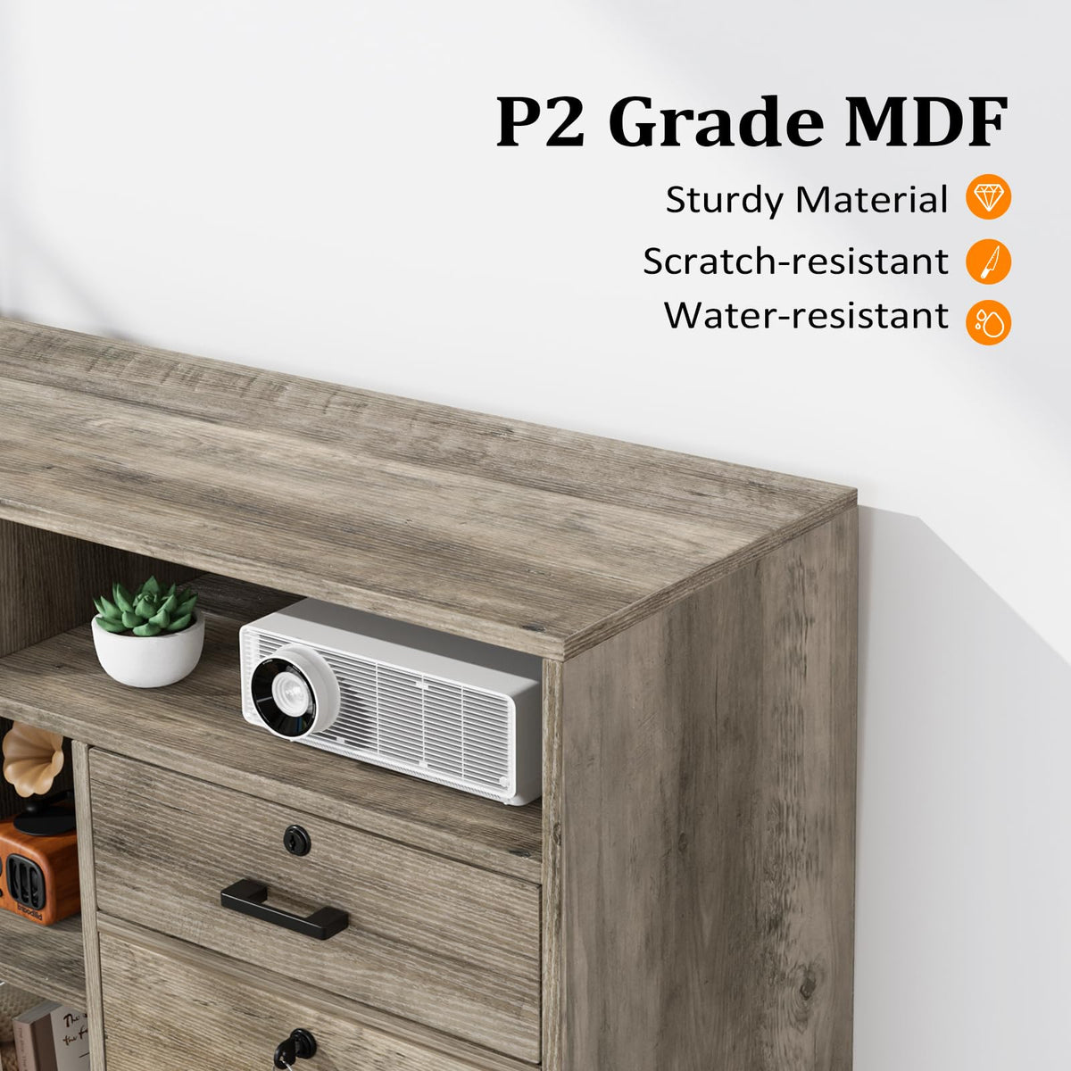 Rustic Grey 4 Drawer File Cabinet with Lock U171403