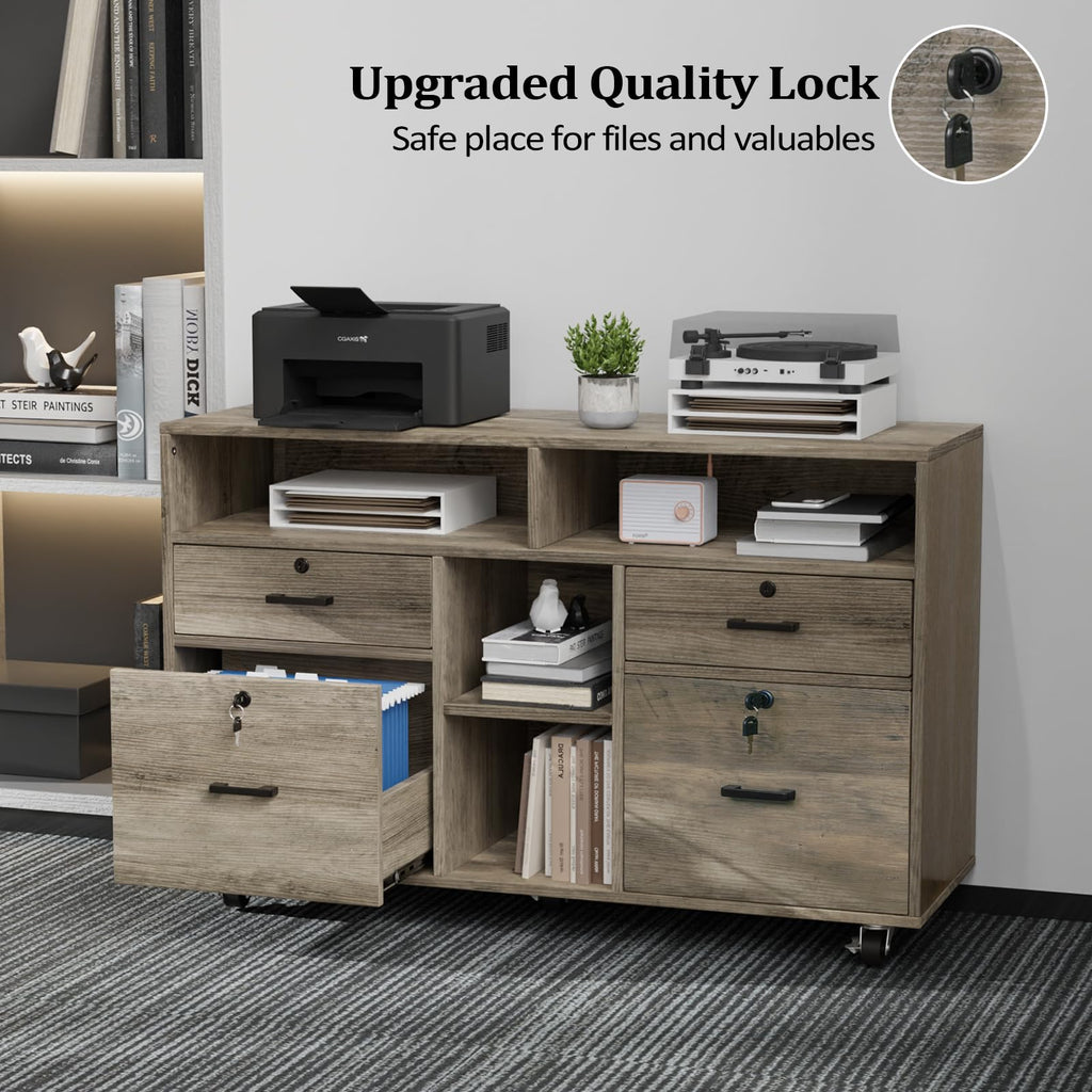 Rustic Grey 4 Drawer File Cabinet with Lock U171403