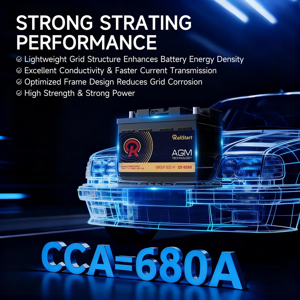 12V 60Ah 680CCA Automotive Battery A78214