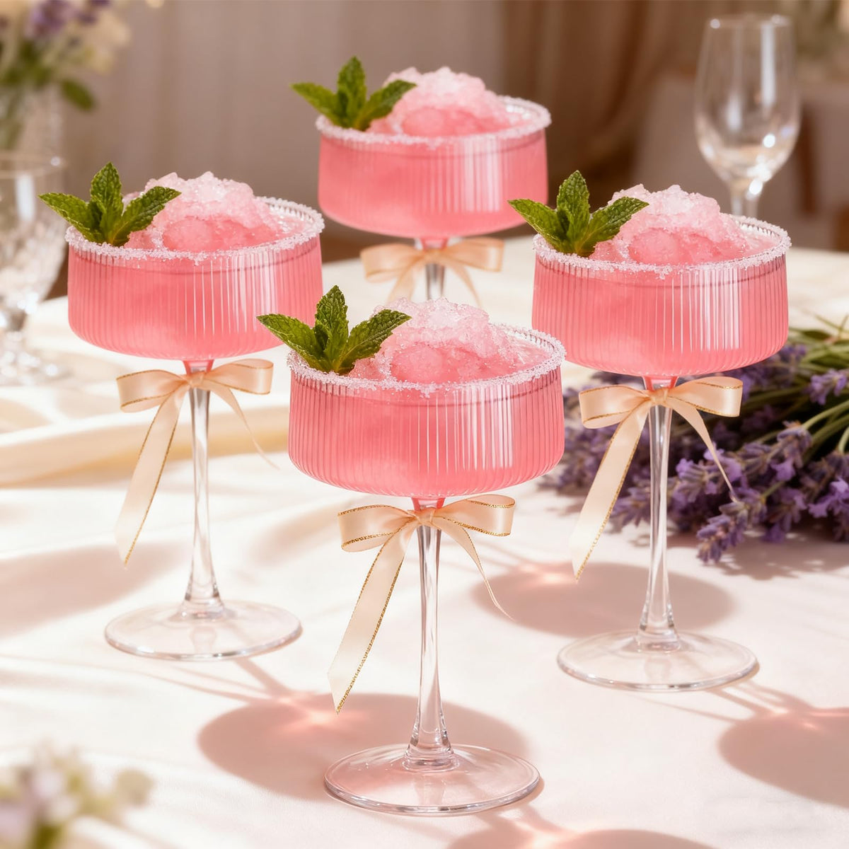 10 oz Ribbed Coupe Glasses Set of 6 H789731