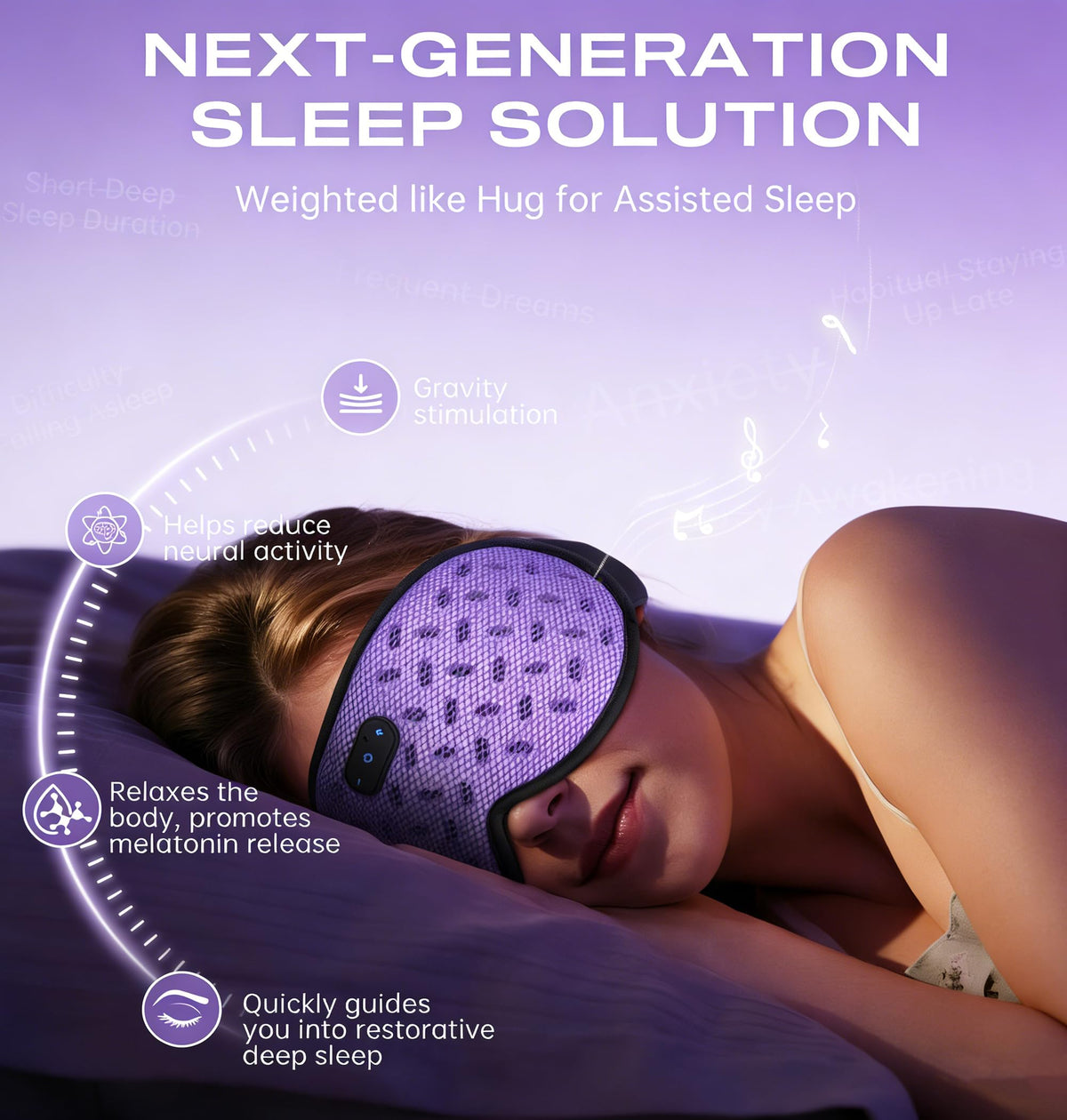 Bluetooth Sleep Mask Headphones with Hot & Cold Compress M364