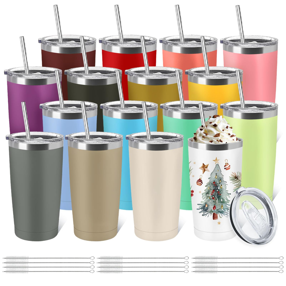 16 Pack Stainless Steel 20oz Insulated Tumbler E538