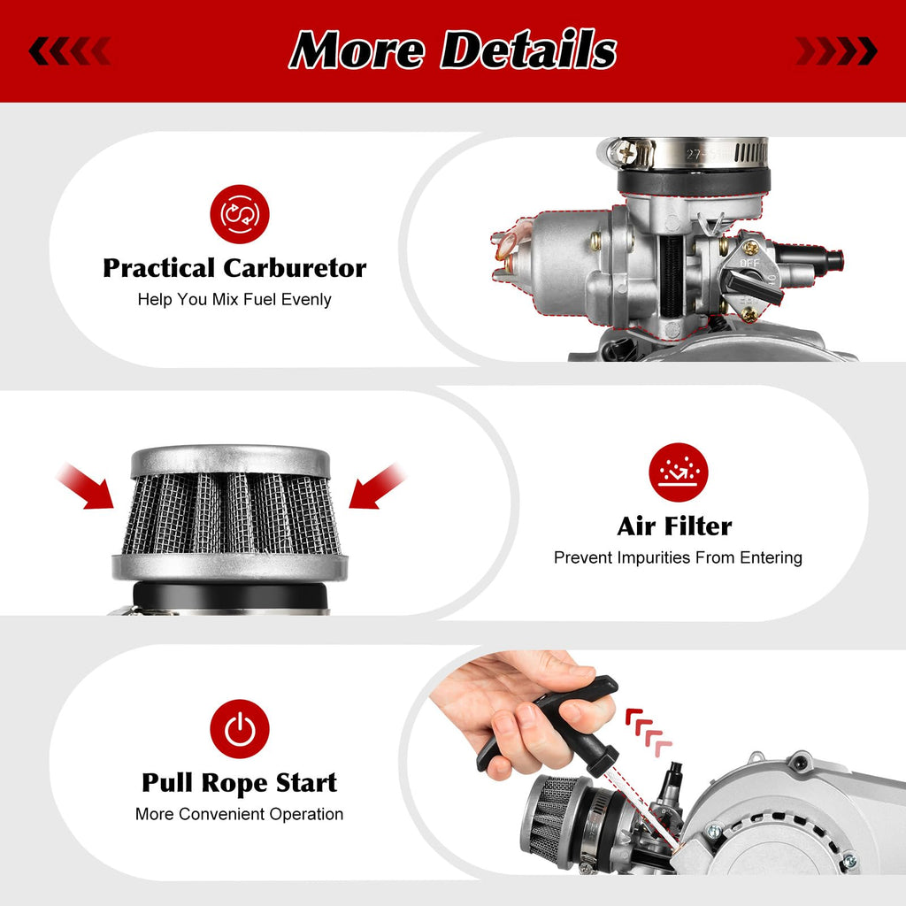 49CC 2-Stroke Gasoline Engine Motor Kit with Fuel Tank T28053