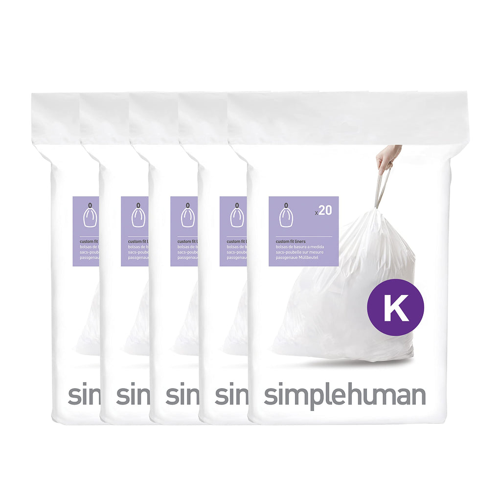 100 Count Drawstring Kitchen Trash Bags, 30-45 Liter, White R832432