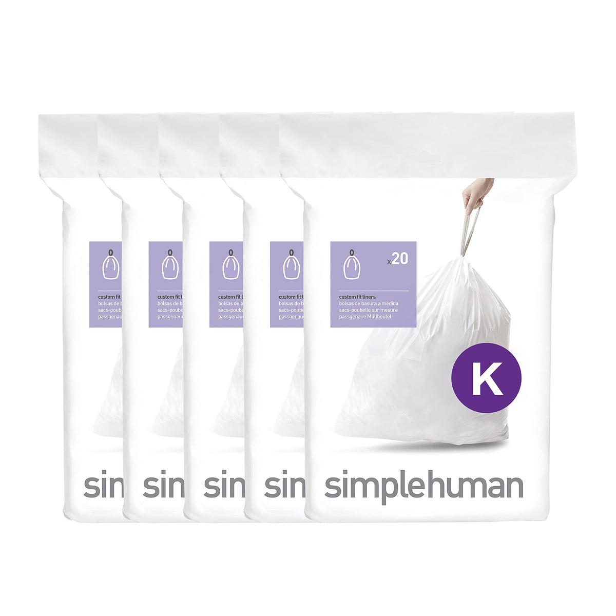100 Count Drawstring Kitchen Trash Bags, 30-45 Liter, White R832432