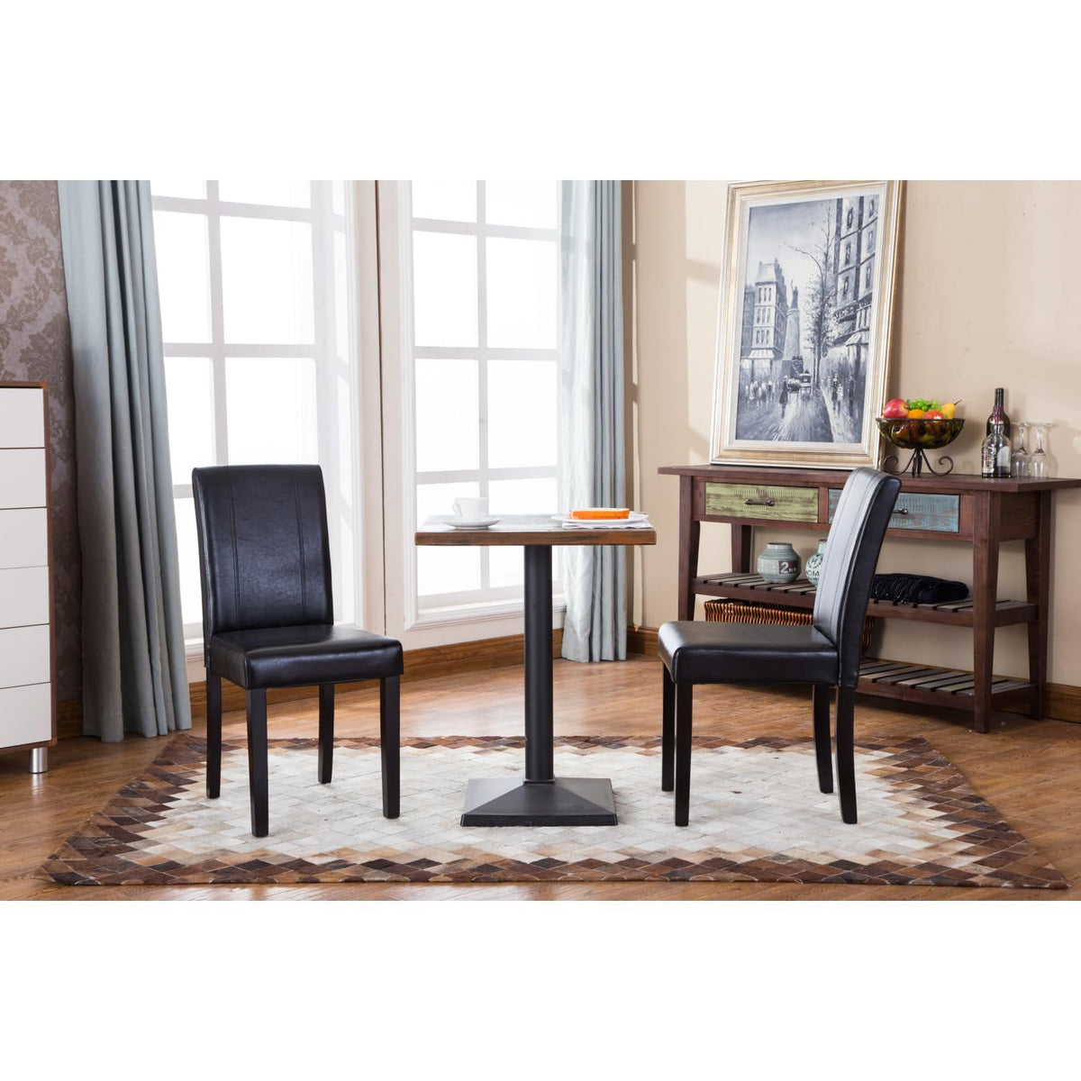 Black Faux Leather Parson Chair Set of 2 O46746