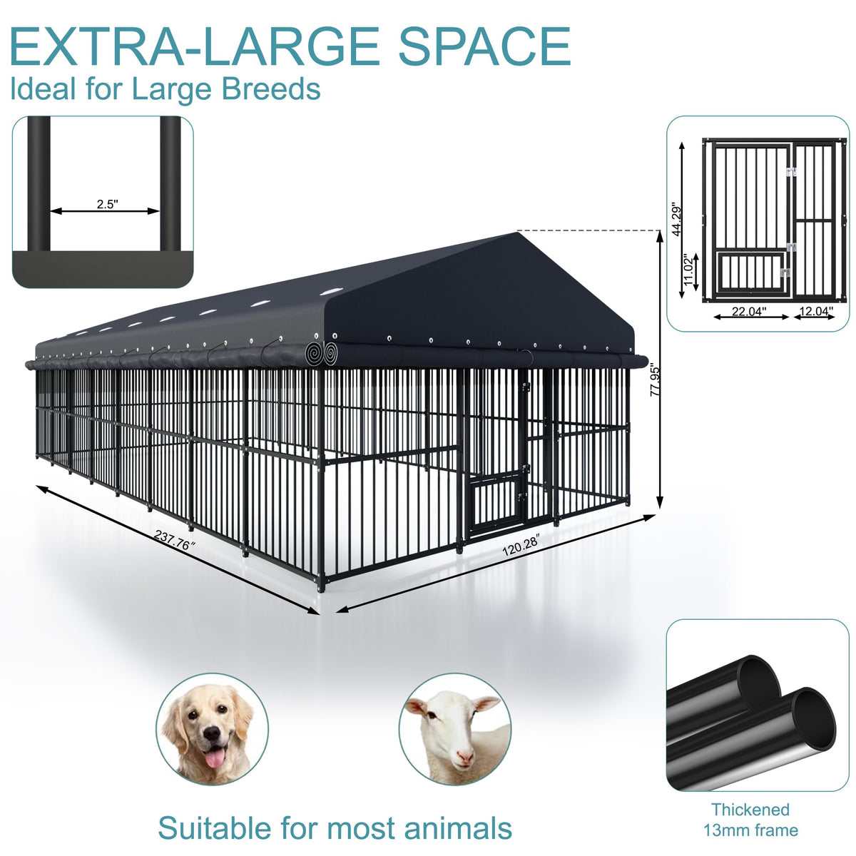 10x20x6.5 FT Heavy Duty Outdoor Dog Kennel with Roof L85030