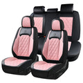 Waterproof Faux Leather Pink & Black Car Seat Covers Full Set A5375