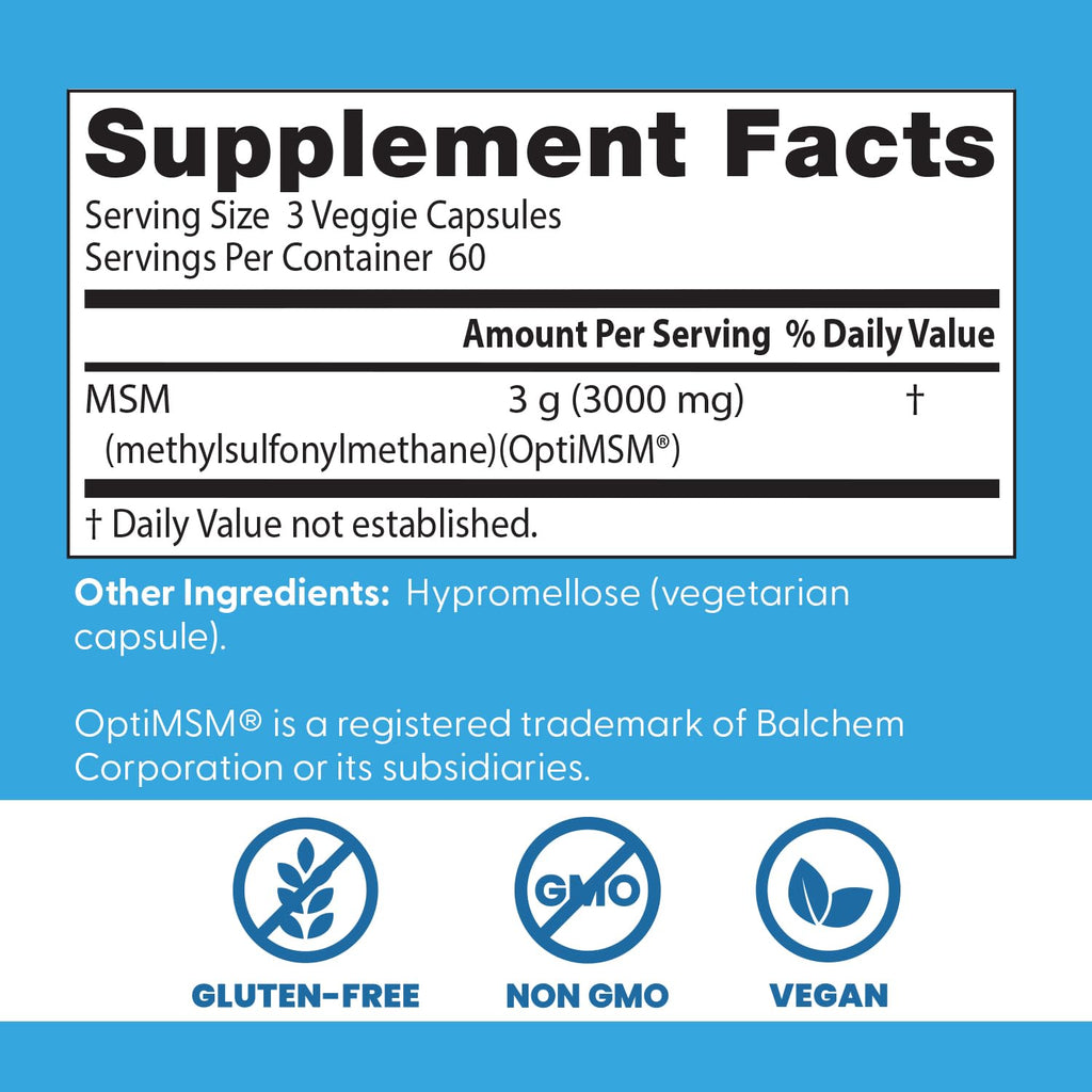MSM Supplement Capsules 180 Caps T331