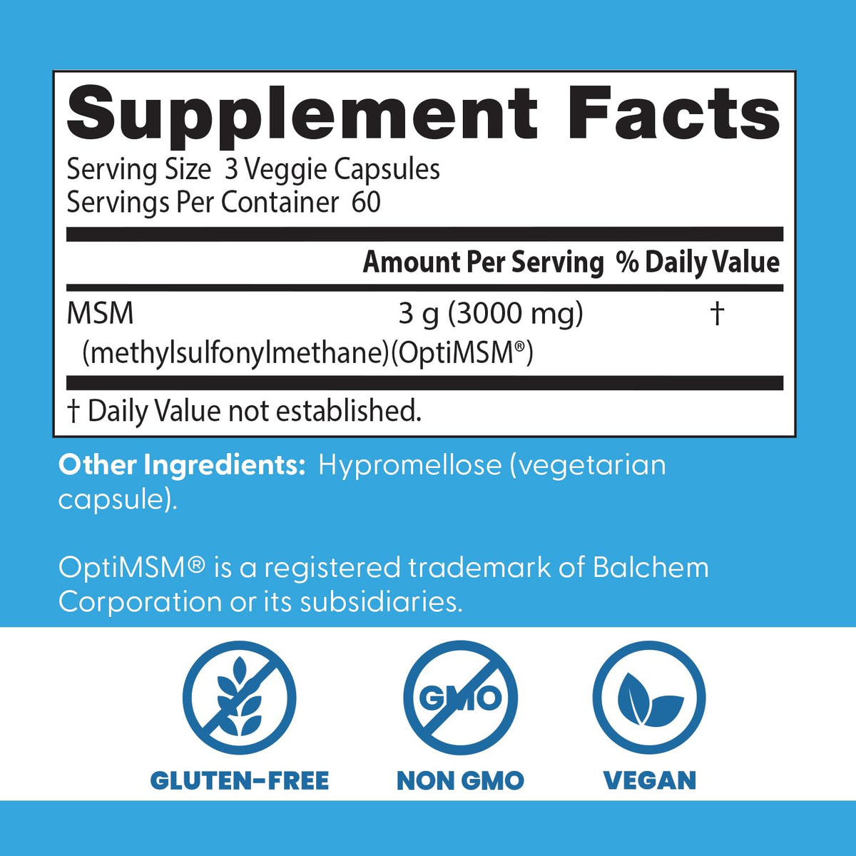 MSM Supplement Capsules 180 Caps T331