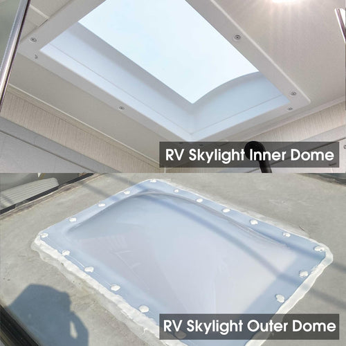 18" x 26" RV Shower Skylight Cover Outer Dome with Inner Dome and Sealant, White R4486