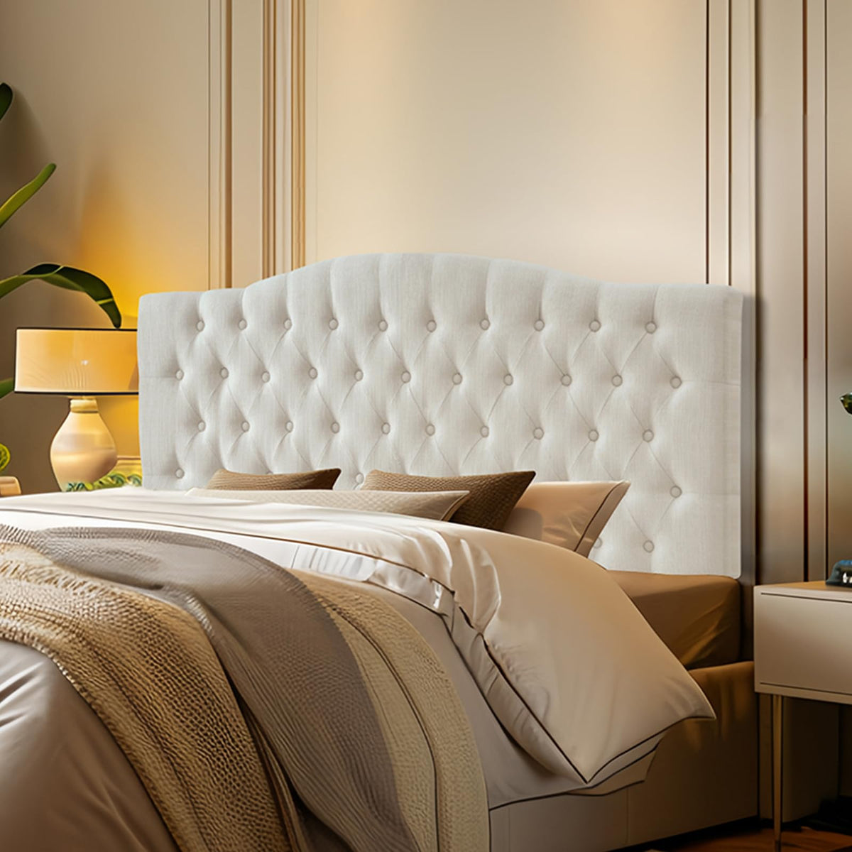 Linen Queen Size Upholstered Headboard A2588