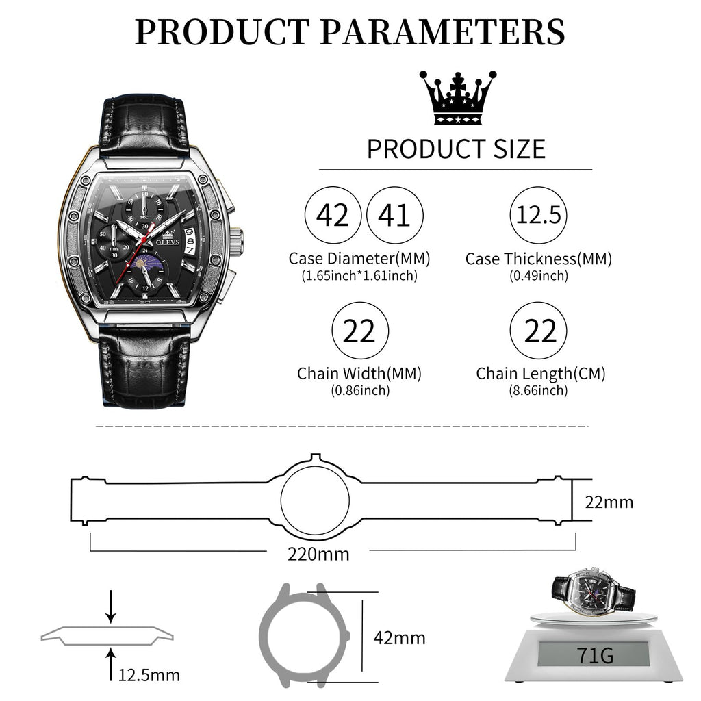 Men's Chronograph Moon Phase Waterproof Watch Y342