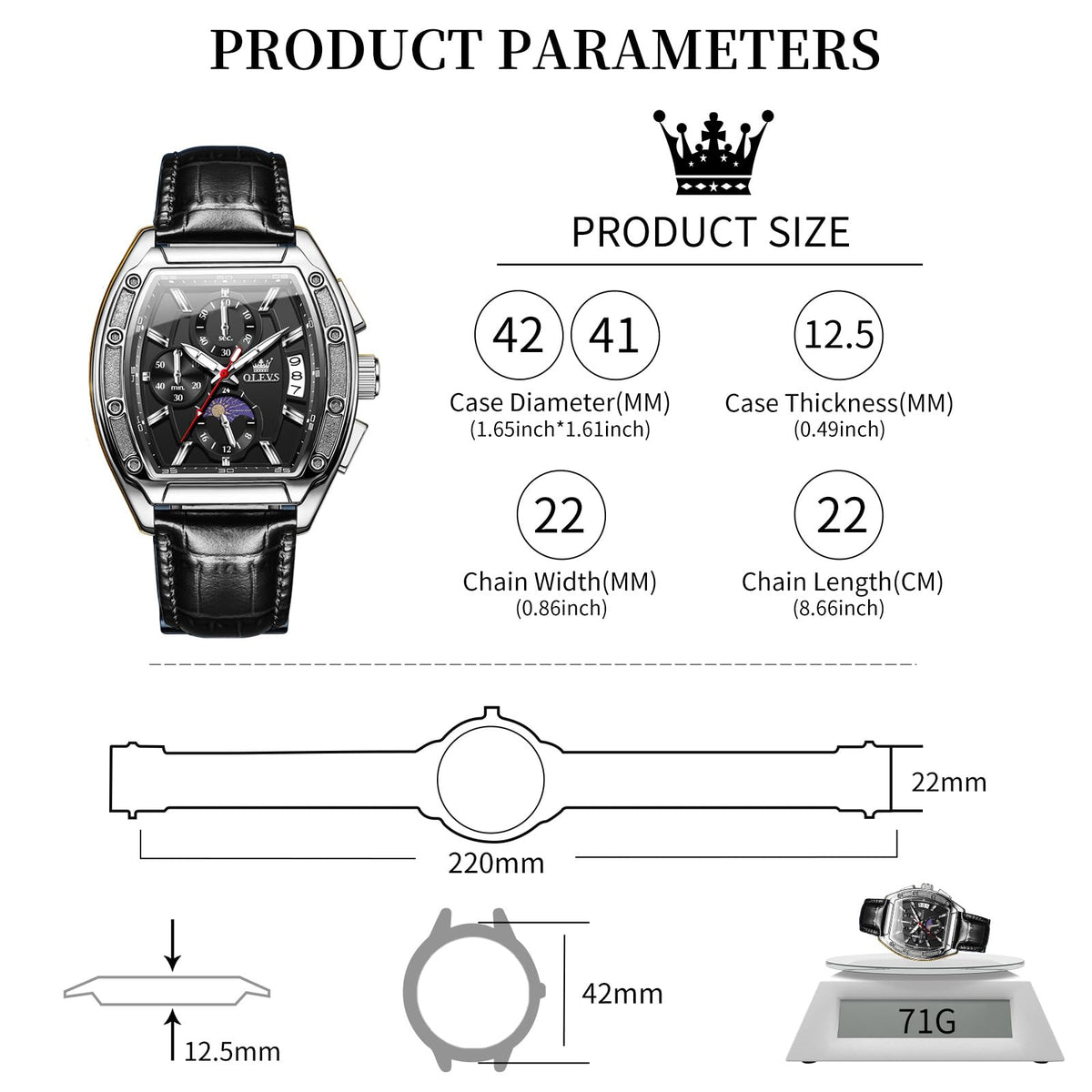 Men's Chronograph Moon Phase Waterproof Watch Y342