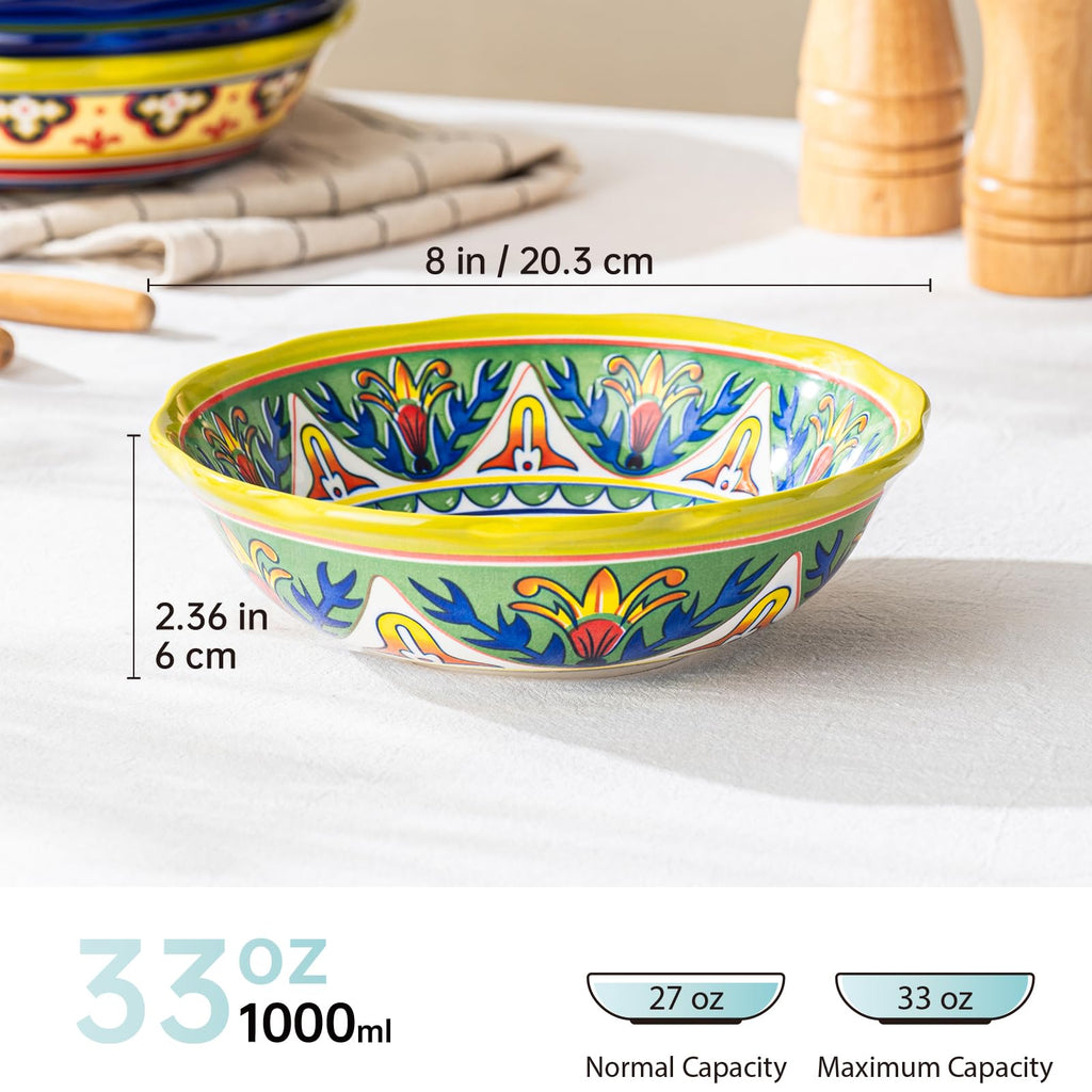 Ceramic Pasta Bowls Set, 27 oz Set of 4 A76937
